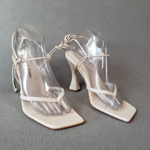 A'mmonde Atelier Anastassia 100 Ankle Tie in Ivory Size 8.5 AMMR-WZ9 Revolve - Picture 2 of 14